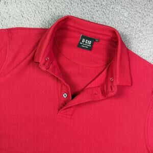 U-510 Polo Shirt Mens Large Red Pique Mesh Stretch Under 510 Button Down
